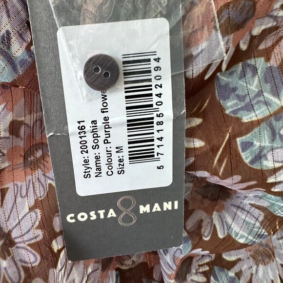 NWT Costamani Sophia Maxi Dress M Floral Brown Purple Daisy Print Modest Danish - Picture 7 of 9